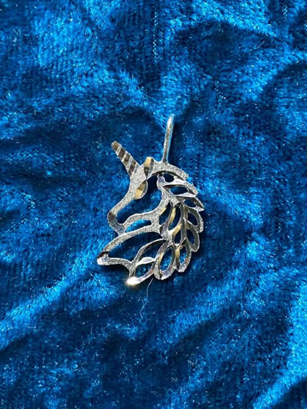 .925 Unicorn Etched Silver Pendant Animal Gift Unique